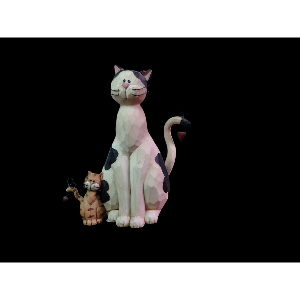 Blossom Bucket 2008 Suzi Skoglund Cat & Kitten Figurine Black & White 4" tall